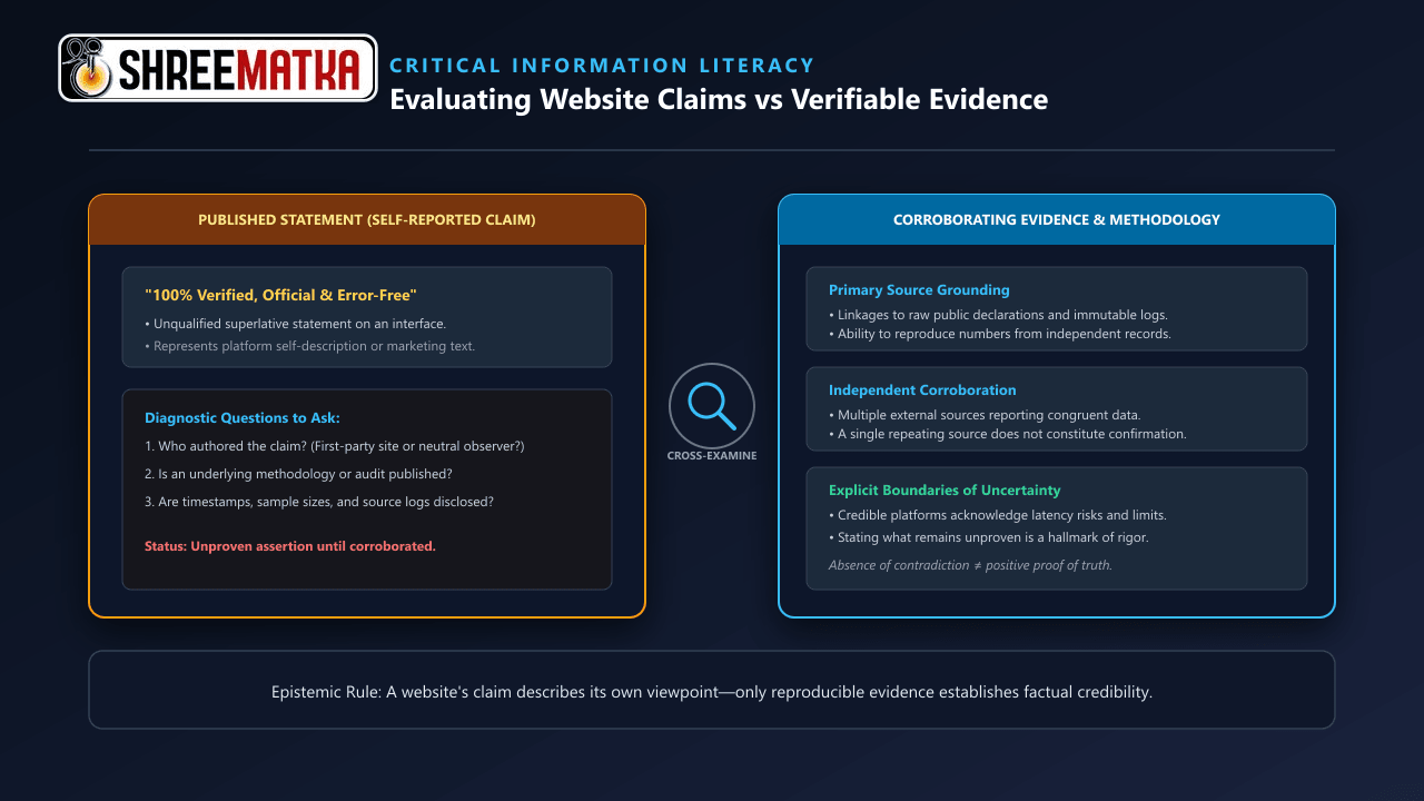 Editorial illustration showing a website claim being compared with supporting source material.